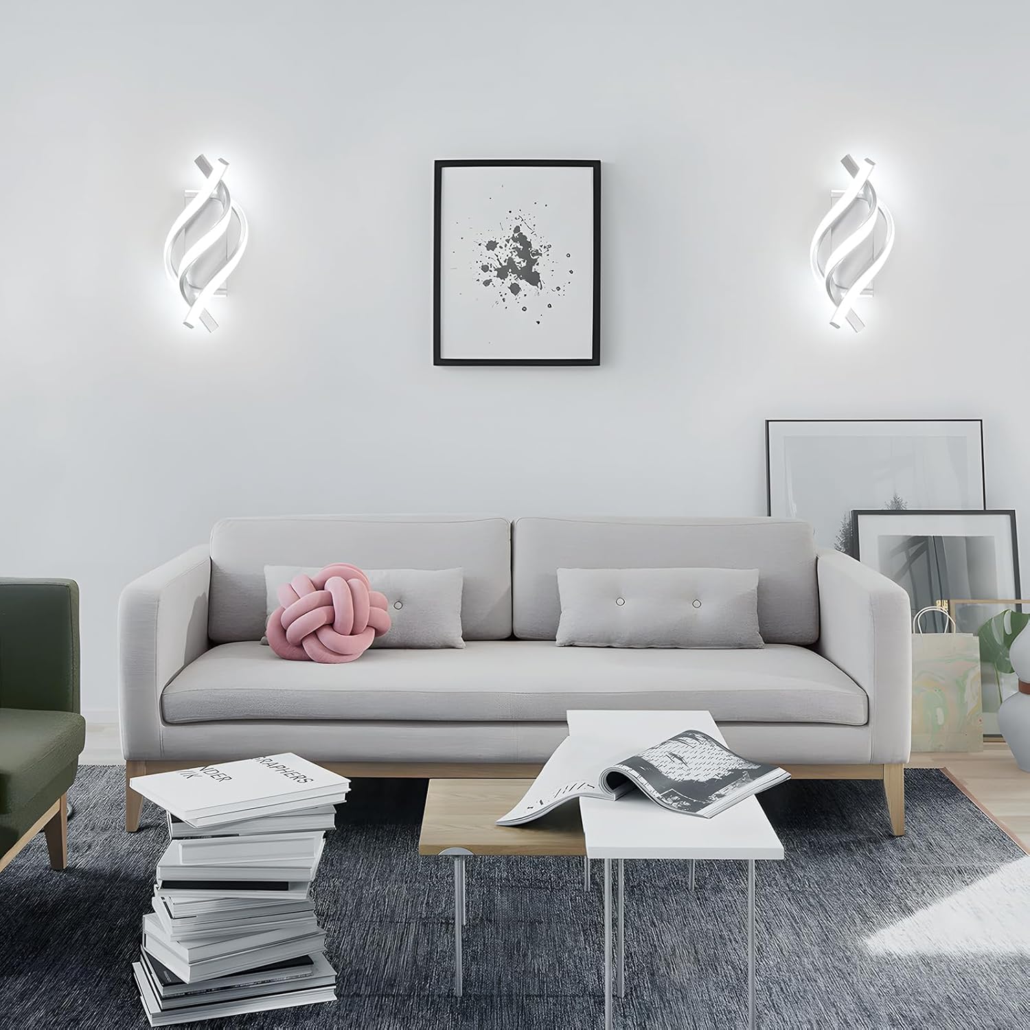Wall Light - Silver Aluminium Frame, White Light