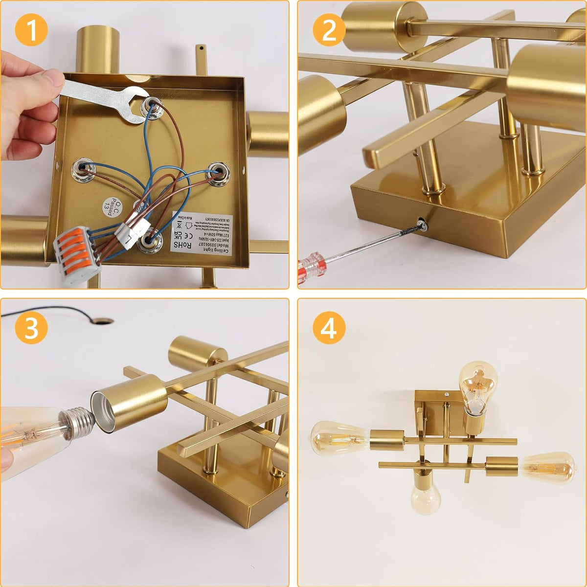 Ceiling Light - Gold Metal Frame