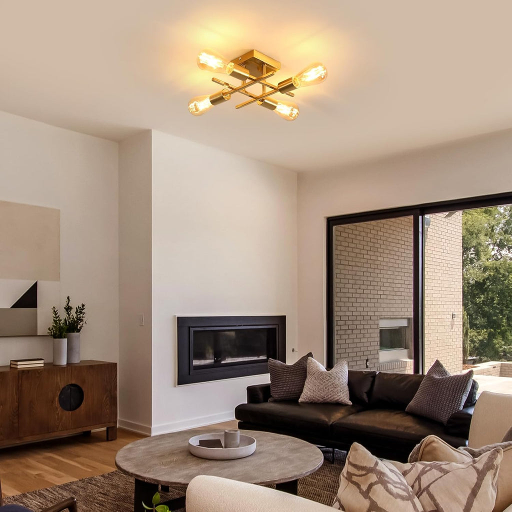 Ceiling Light - Gold Metal Frame