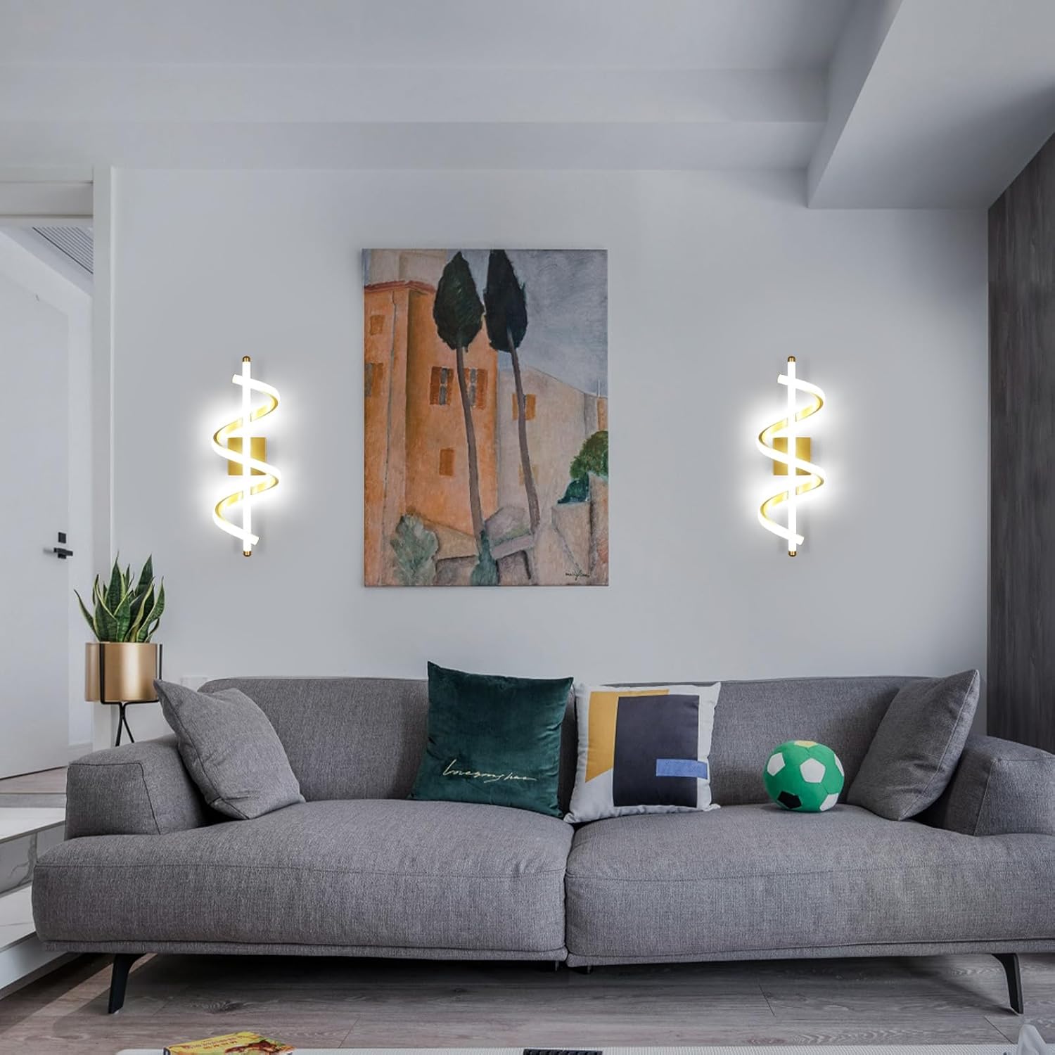 Wall Light - Gold Aluminium Frame, White Light