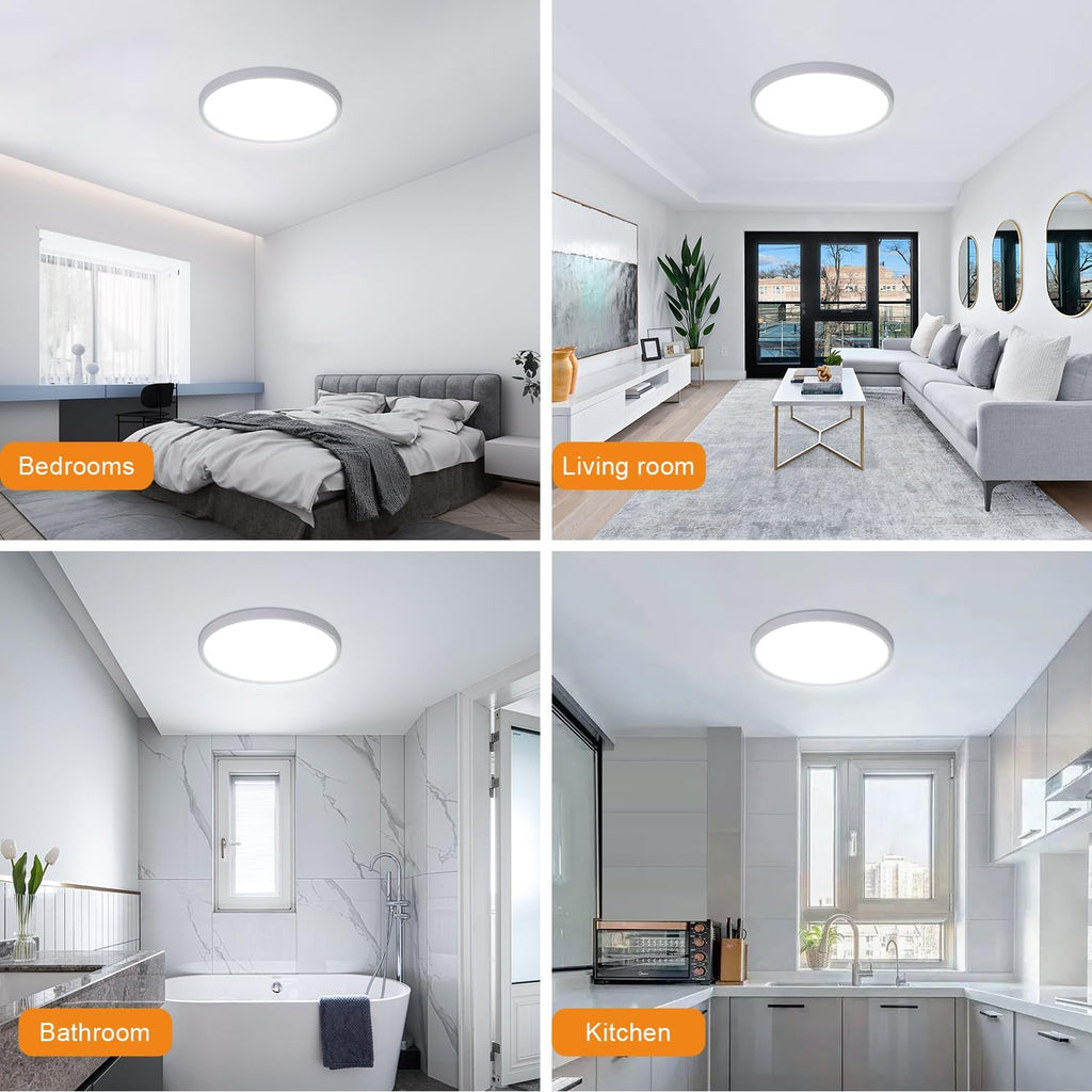 Ceiling Light - White Plastic Frame, White Light