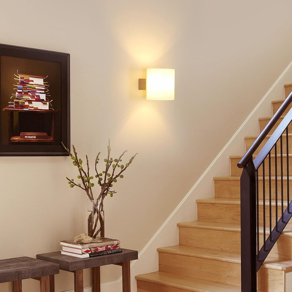 Wall Light - Wood Glass Frame, Tunable