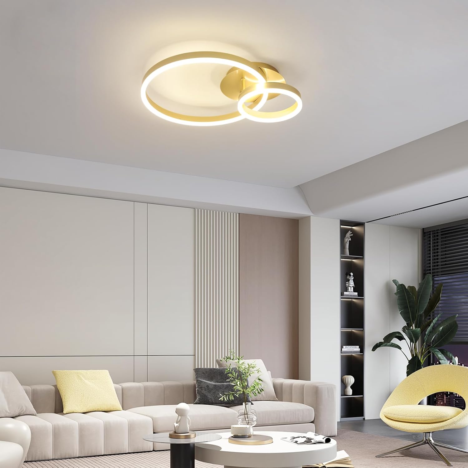 Ceiling Light - Gold Acrylic Frame, Natural Light