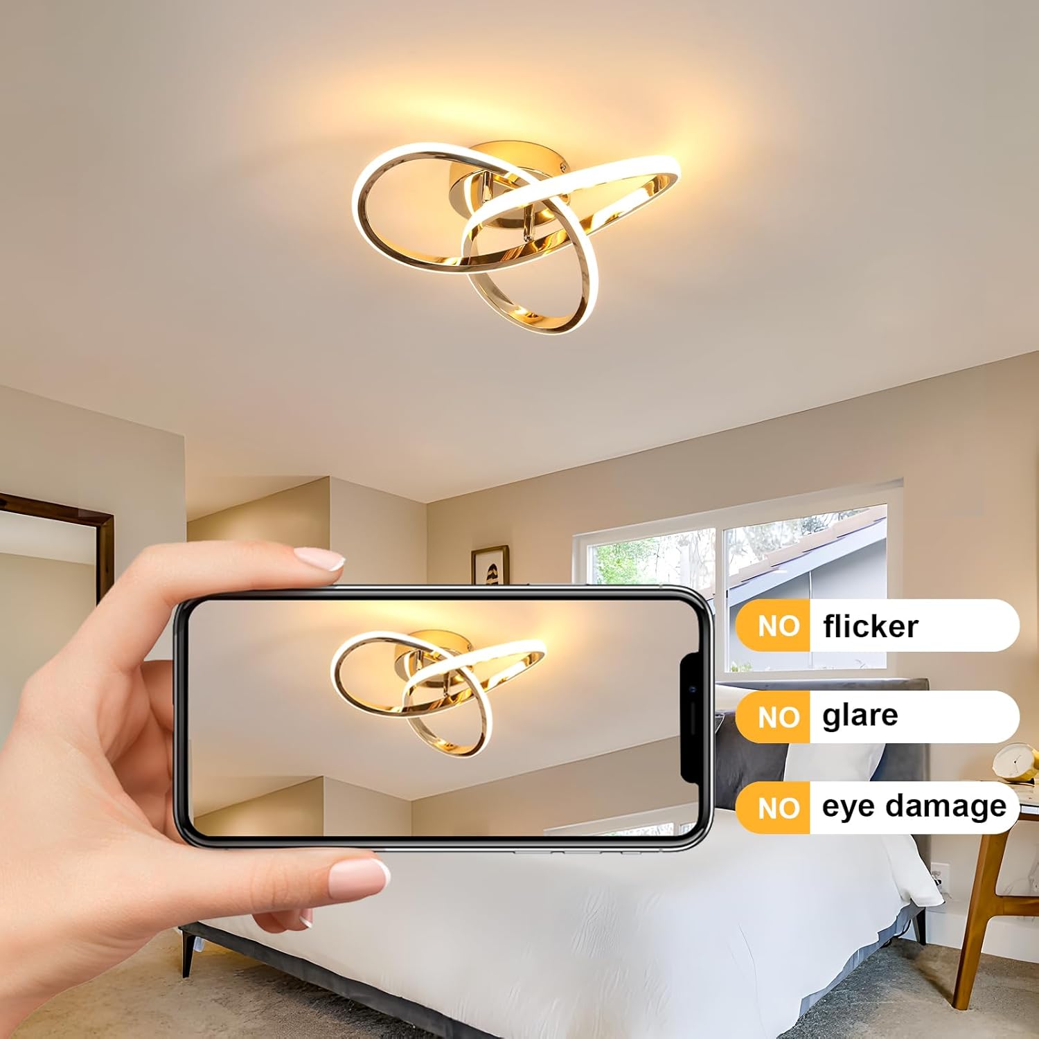 Ceiling Light - Gold Aluminium Frame, Warm Light