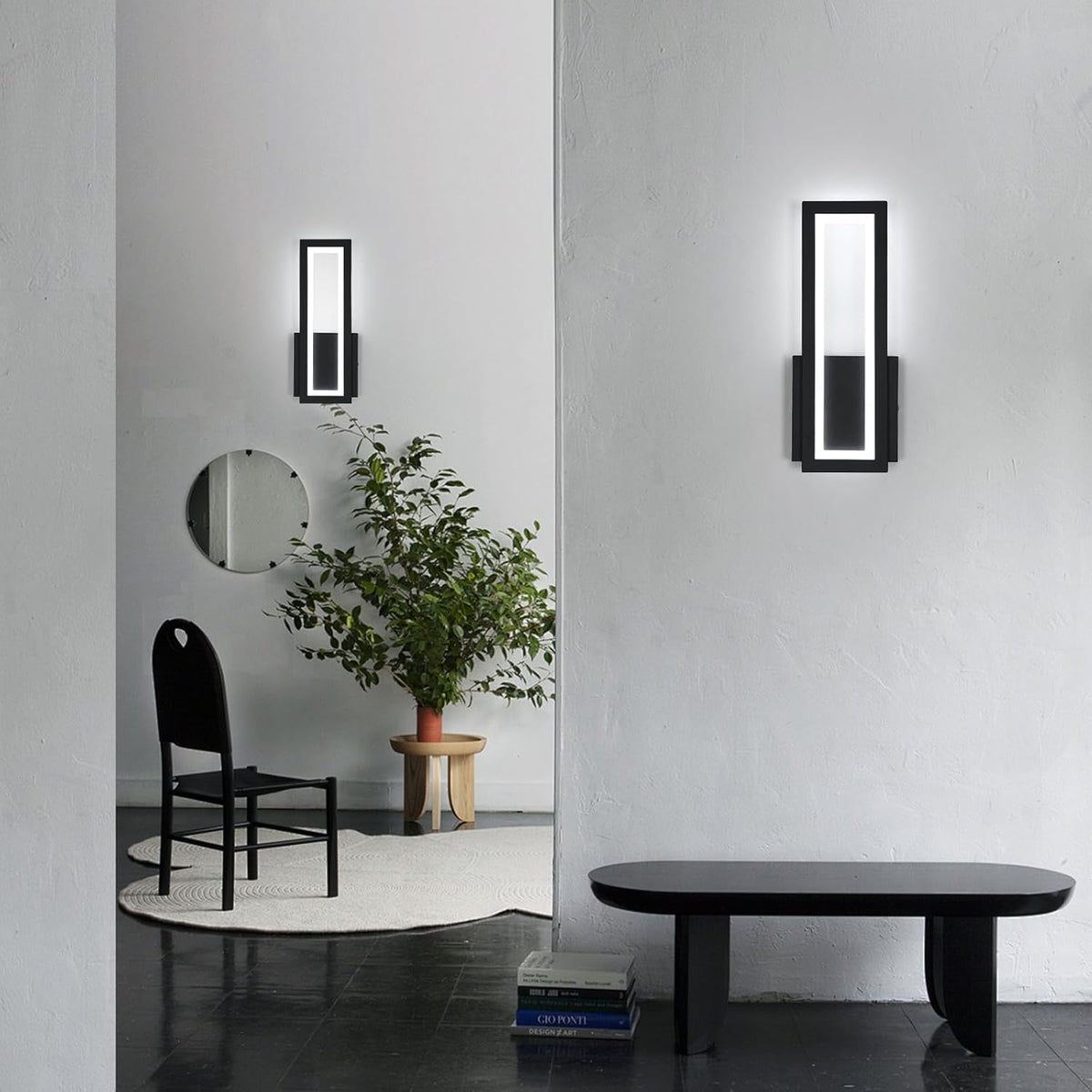 Wall Light - Black Acrylic Frame, White Light
