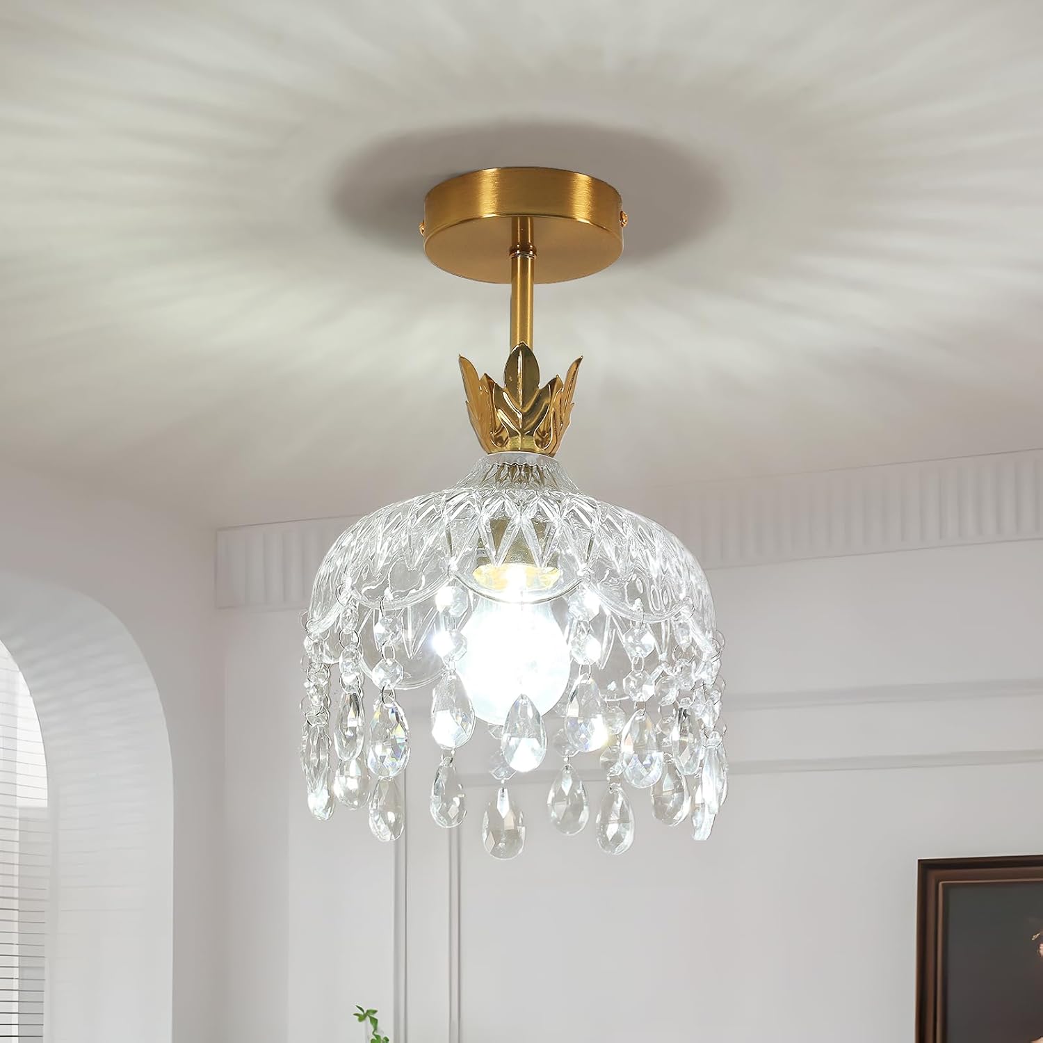 Chandeliers - Gold Glass Frame, Warm Light