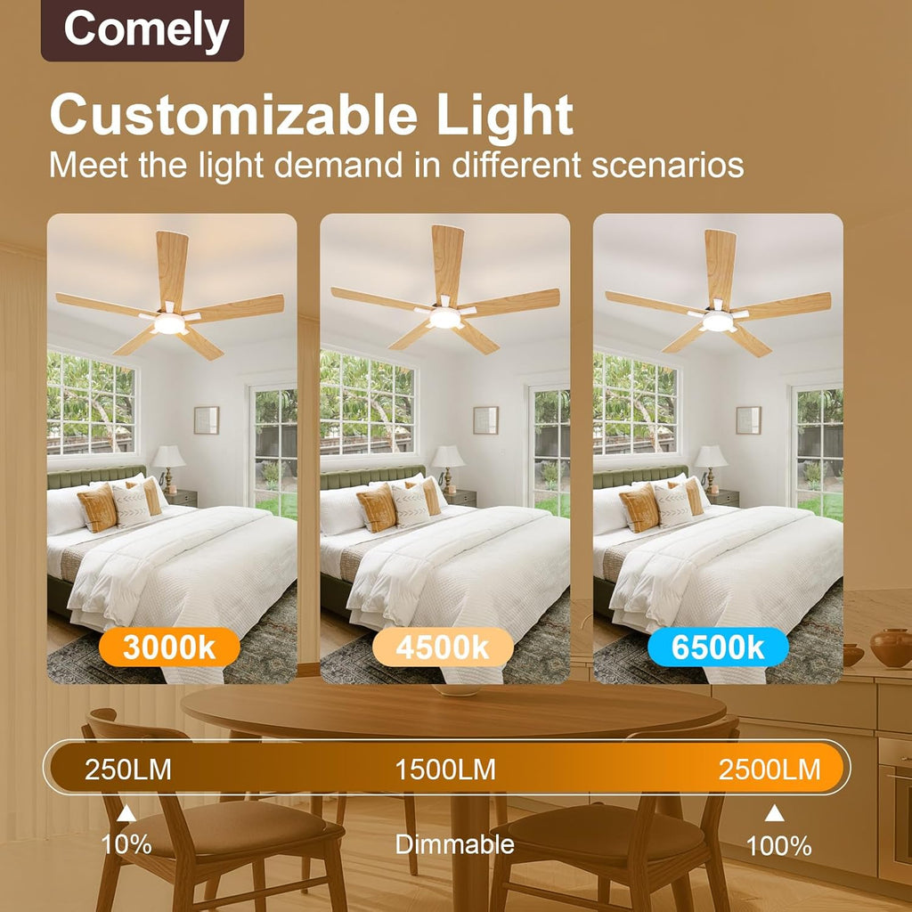 Ceiling Light - White Wood Frame, Tunable and Dimmable