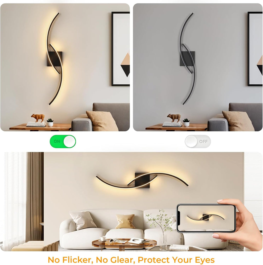 Wall Light - Black Aluminium Frame, Warm Light