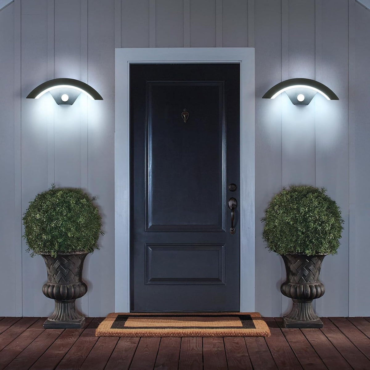 Wall Light - U-Shaped, Black Metal Frame, White Light