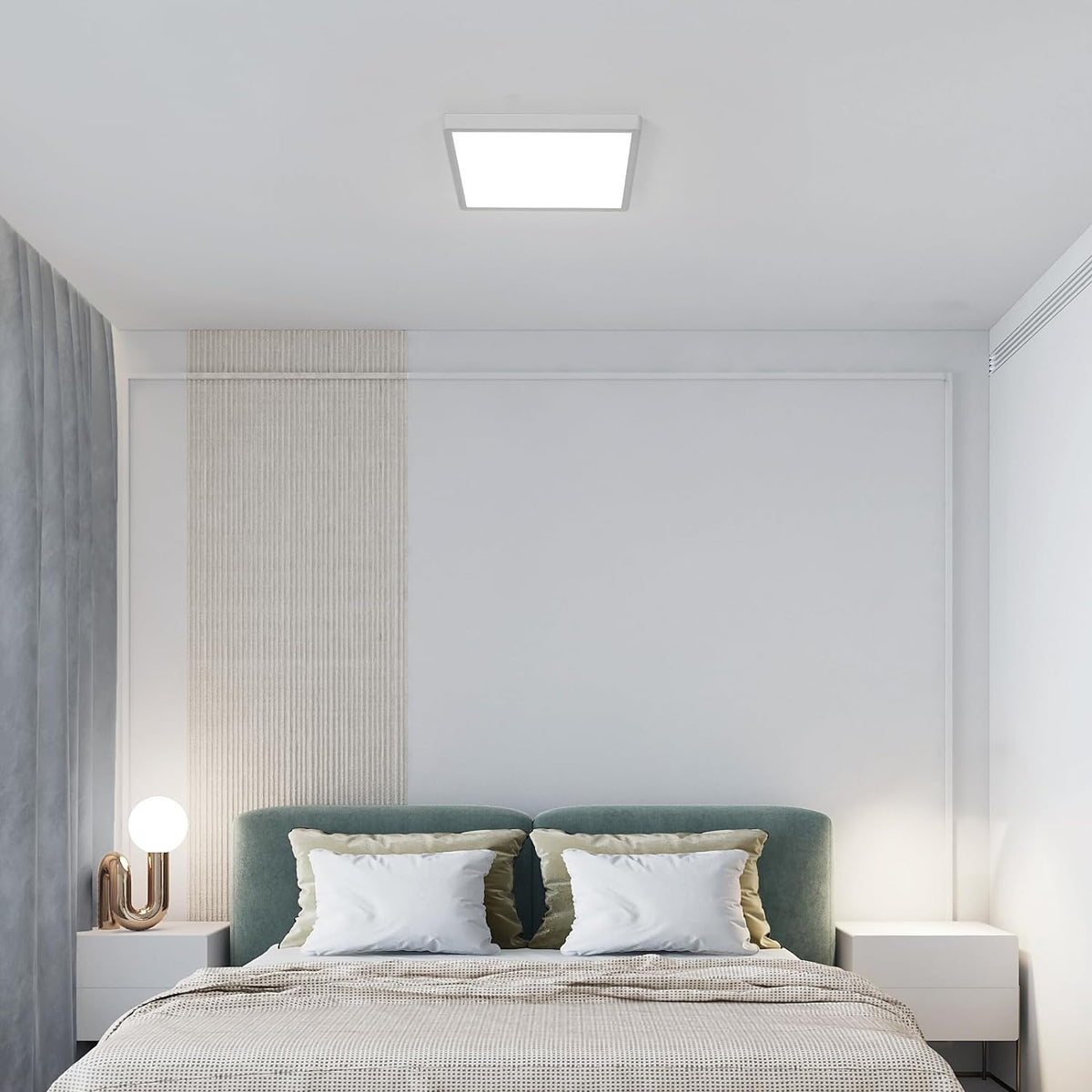 Ceiling Light - White Plastic Frame, White Light