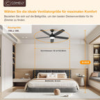 Ceiling Fan Light - Black Wood Frame, Tunable and Dimmable