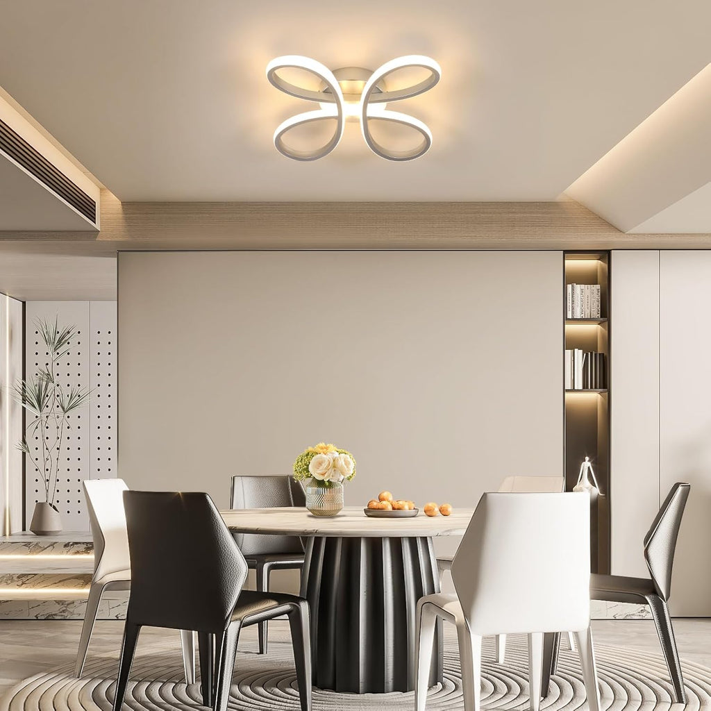 Ceiling Light - Silver Aluminium Frame, Warm Light