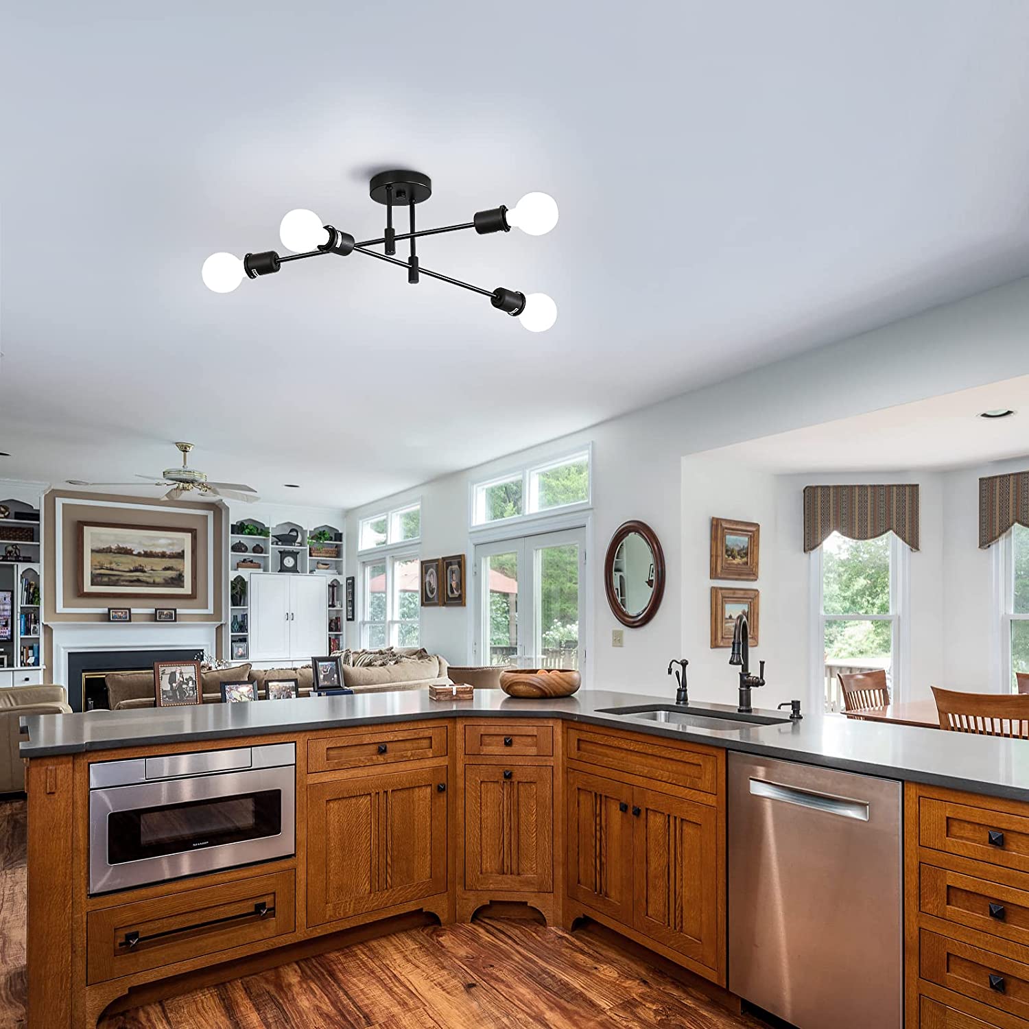 Ceiling Light - Black Metal Frame