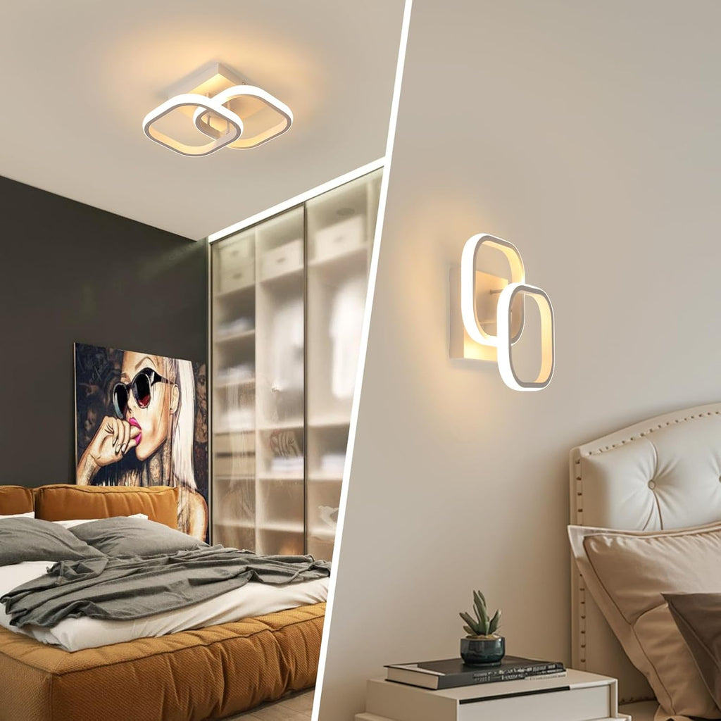 Ceiling Light - White Aluminium Frame, Warm Light