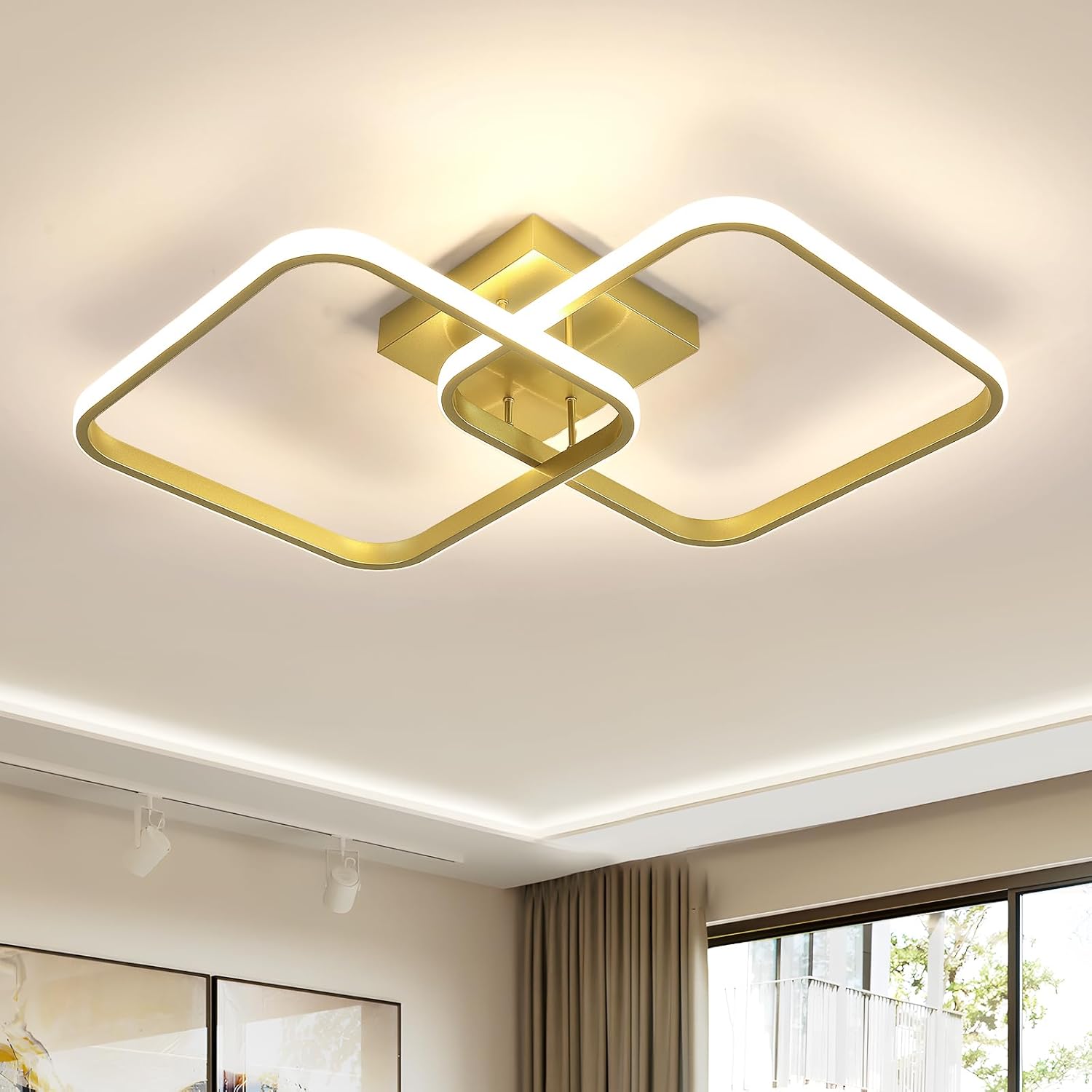 Ceiling Light - Gold Aluminium Frame, Natural Light
