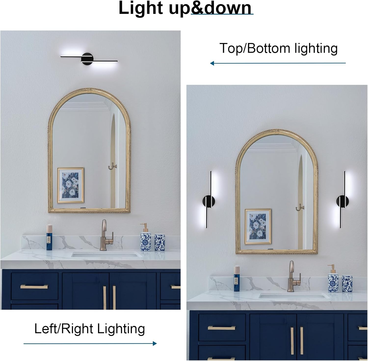 Lampada da parete - Telaio in alluminio nero, luce bianca