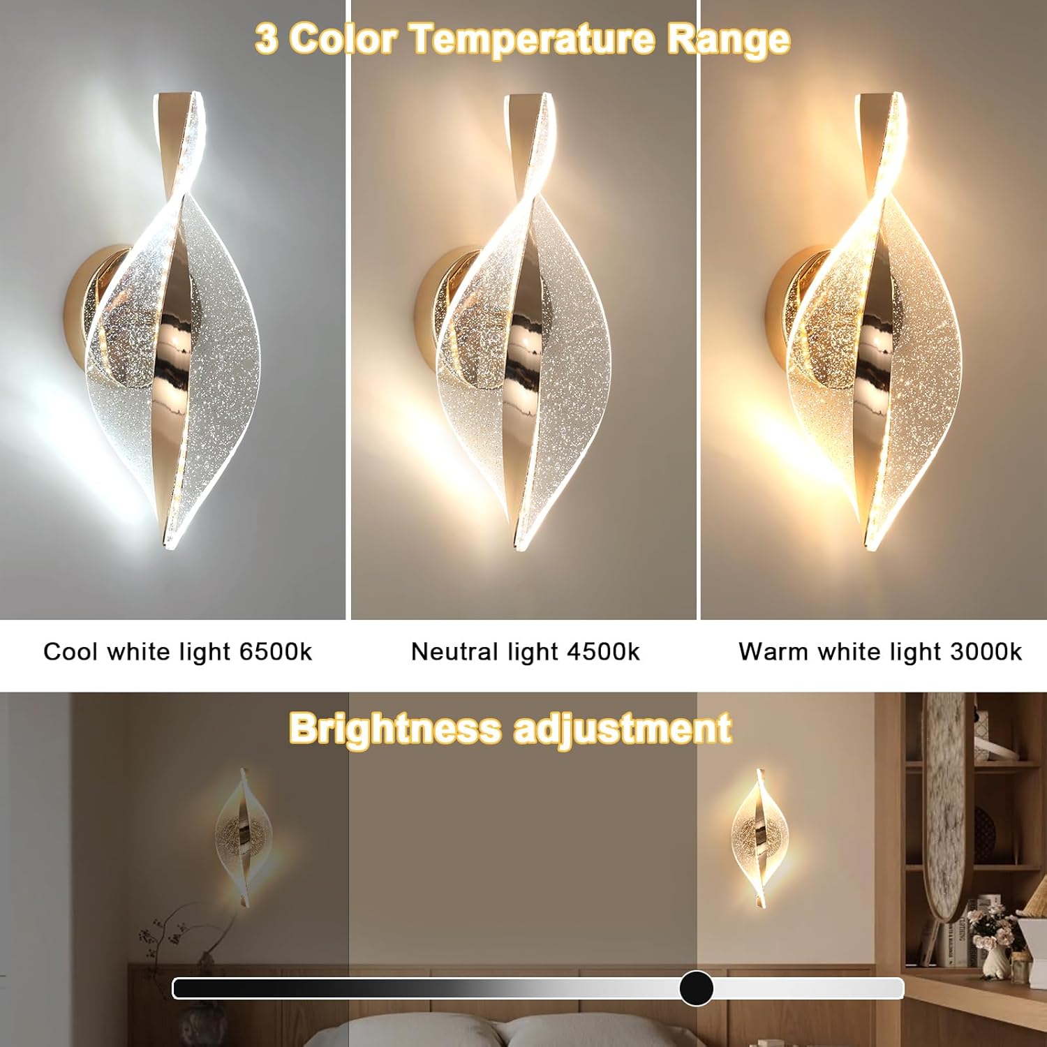 Wall Light - Gold Acrylic Frame, Tunable