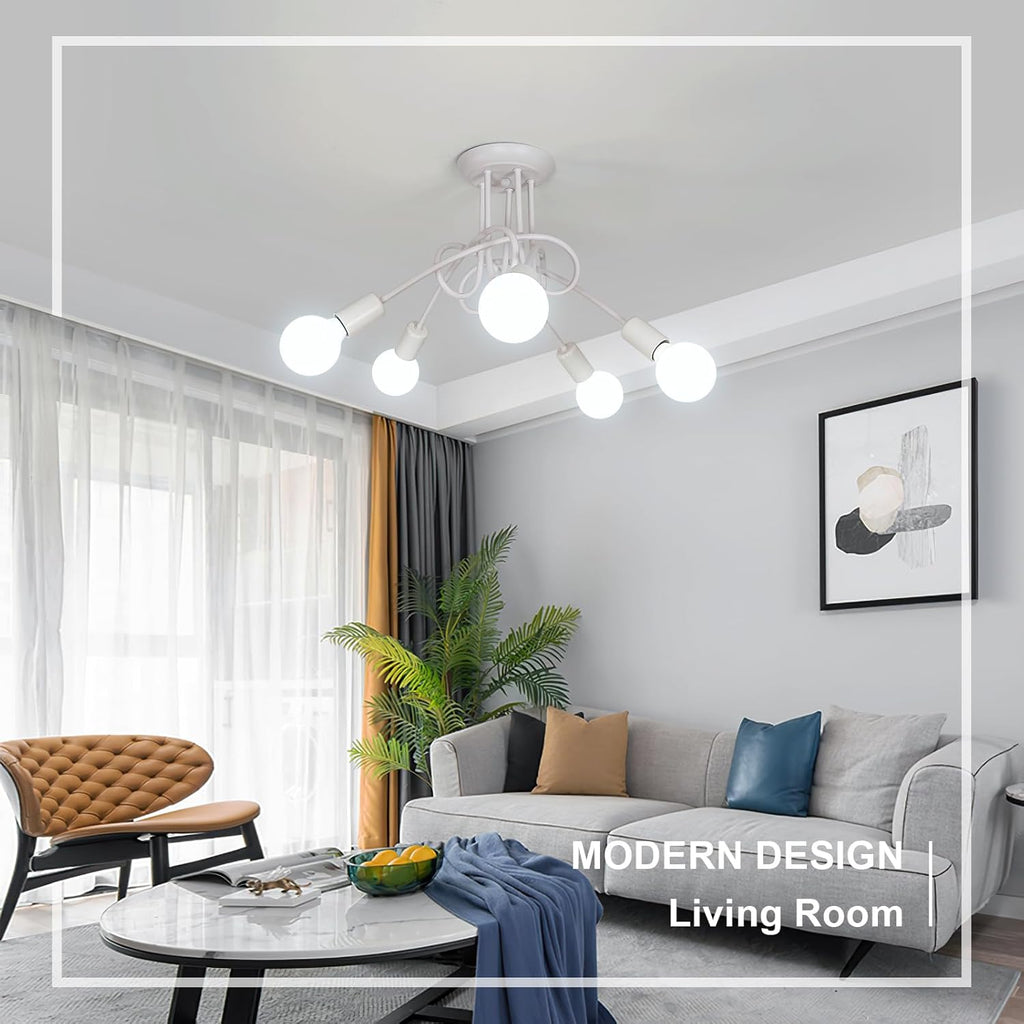 Ceiling Light - White Metal Frame