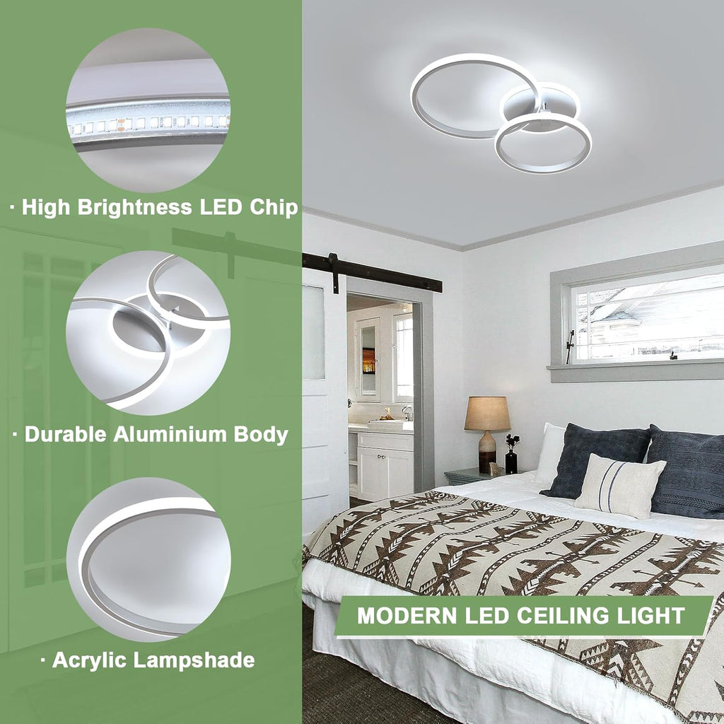 Ceiling Light - Silver Acrylic Frame, White Light