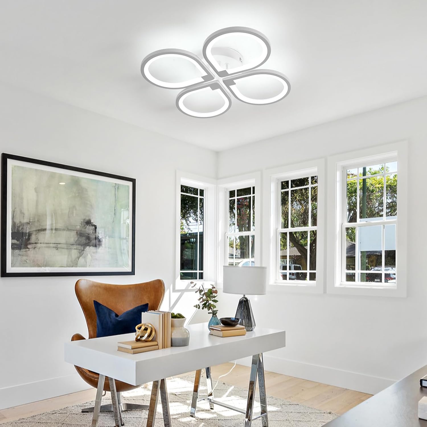 Ceiling Light - White Acrylic Frame, White Light