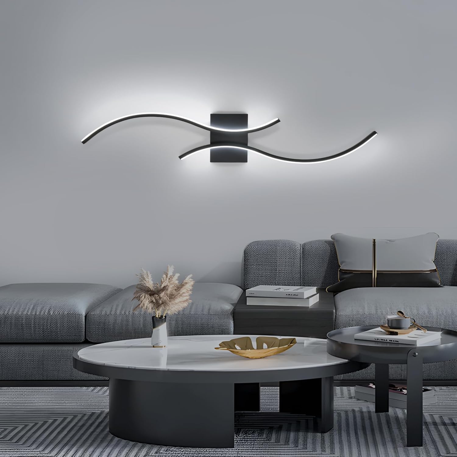 Wall Light - Black Aluminium Frame, White Light