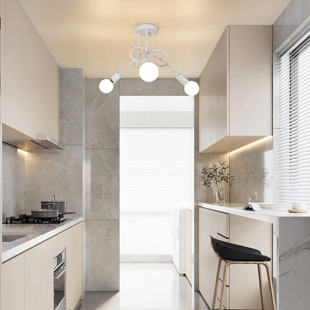 Ceiling Light - White Metal Frame