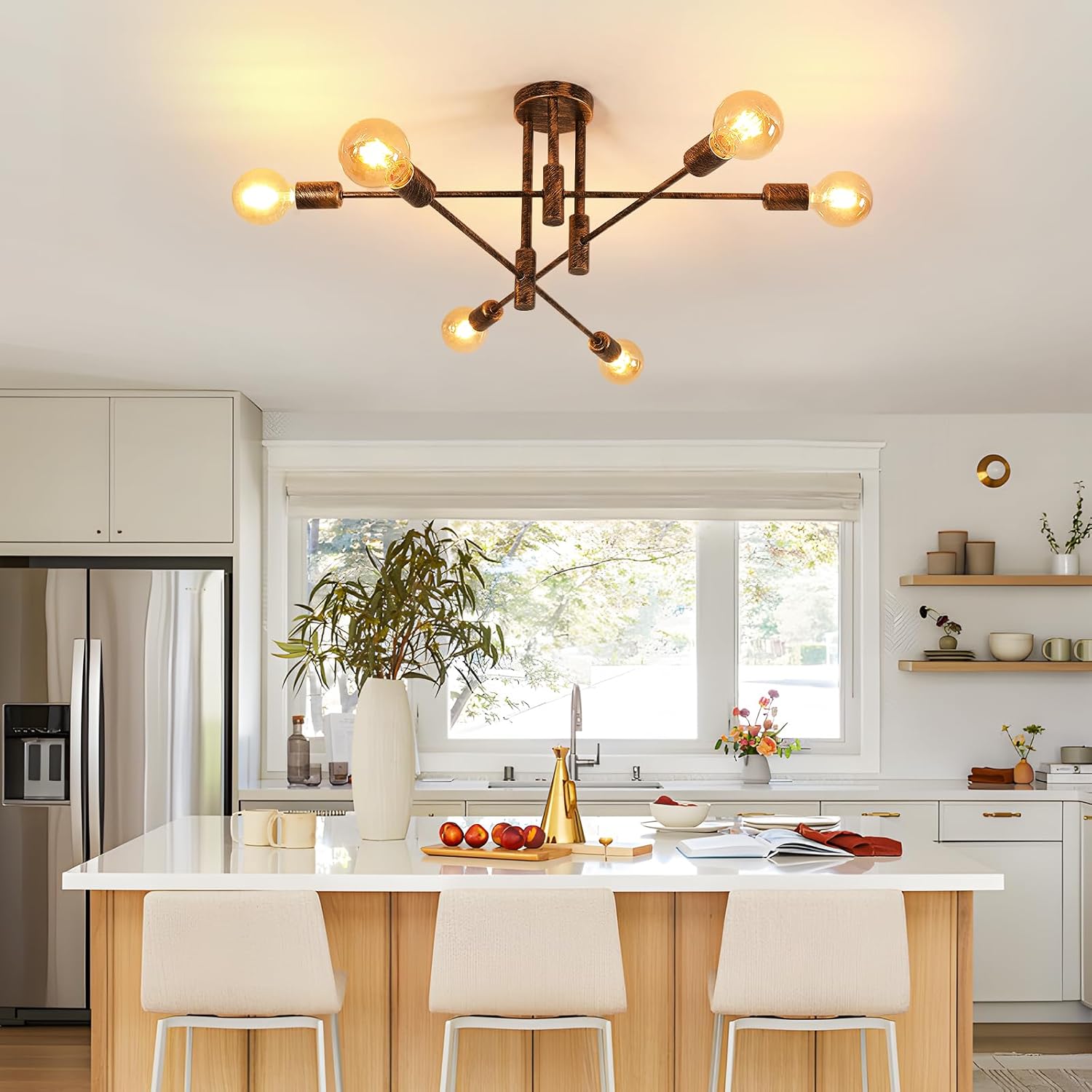 Ceiling Light - Gold Bronze Metal Frame