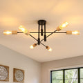 Ceiling Light - Black & Wood Metal Frame