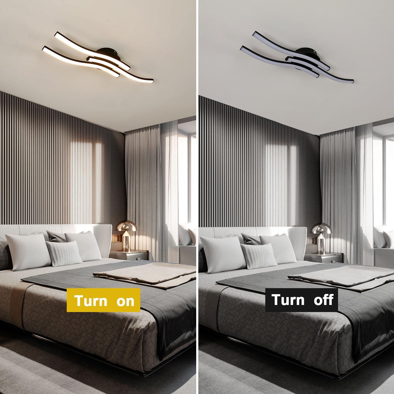 Ceiling Light - Black Aluminium Frame, Warm Light