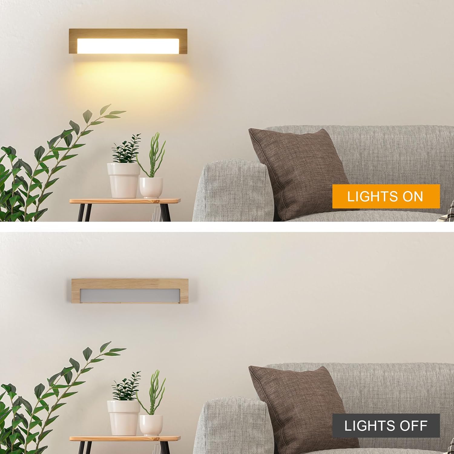Wall Light - Wood Metal Frame, Warm Light
