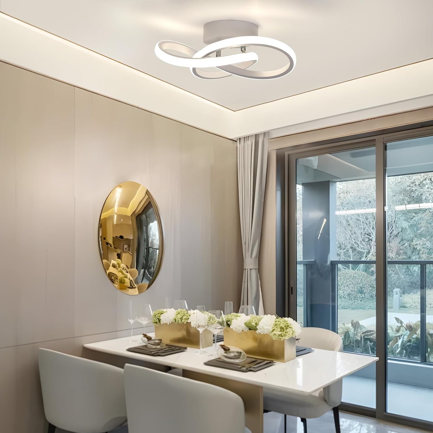 Ceiling Light - White Aluminium Frame, Natural Light
