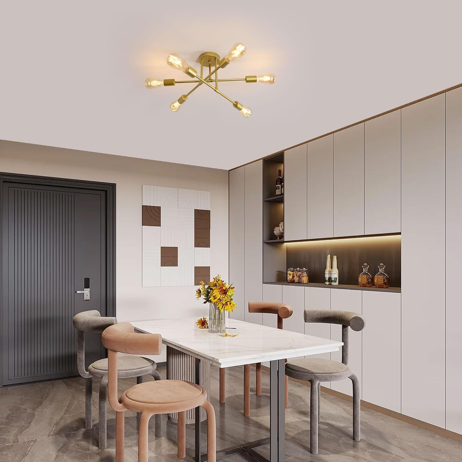 Ceiling Light - Gold Metal Frame