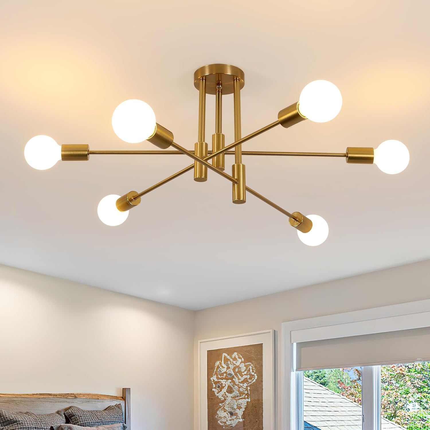 Ceiling Light - Gold Metal Frame