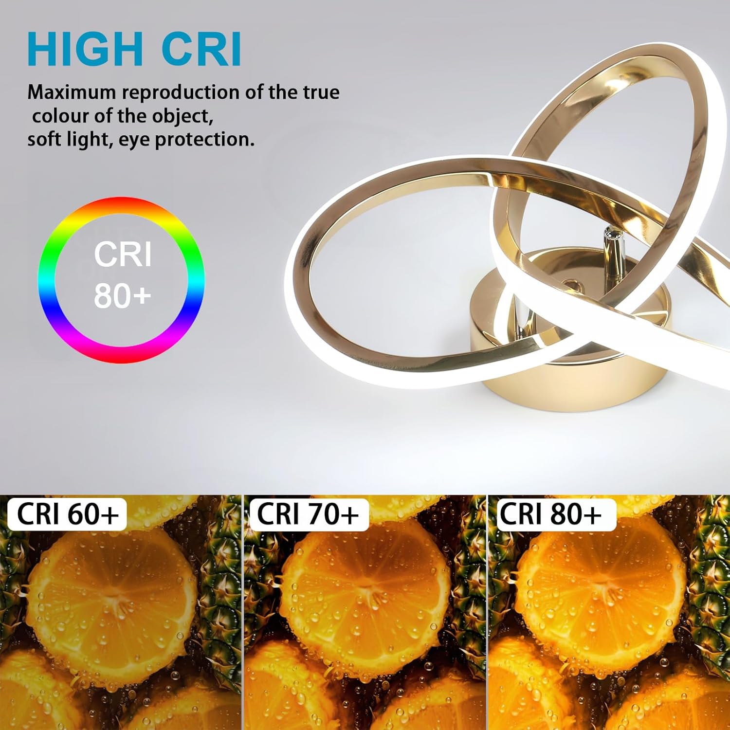 Ceiling Light - Gold Aluminium Frame, White Light
