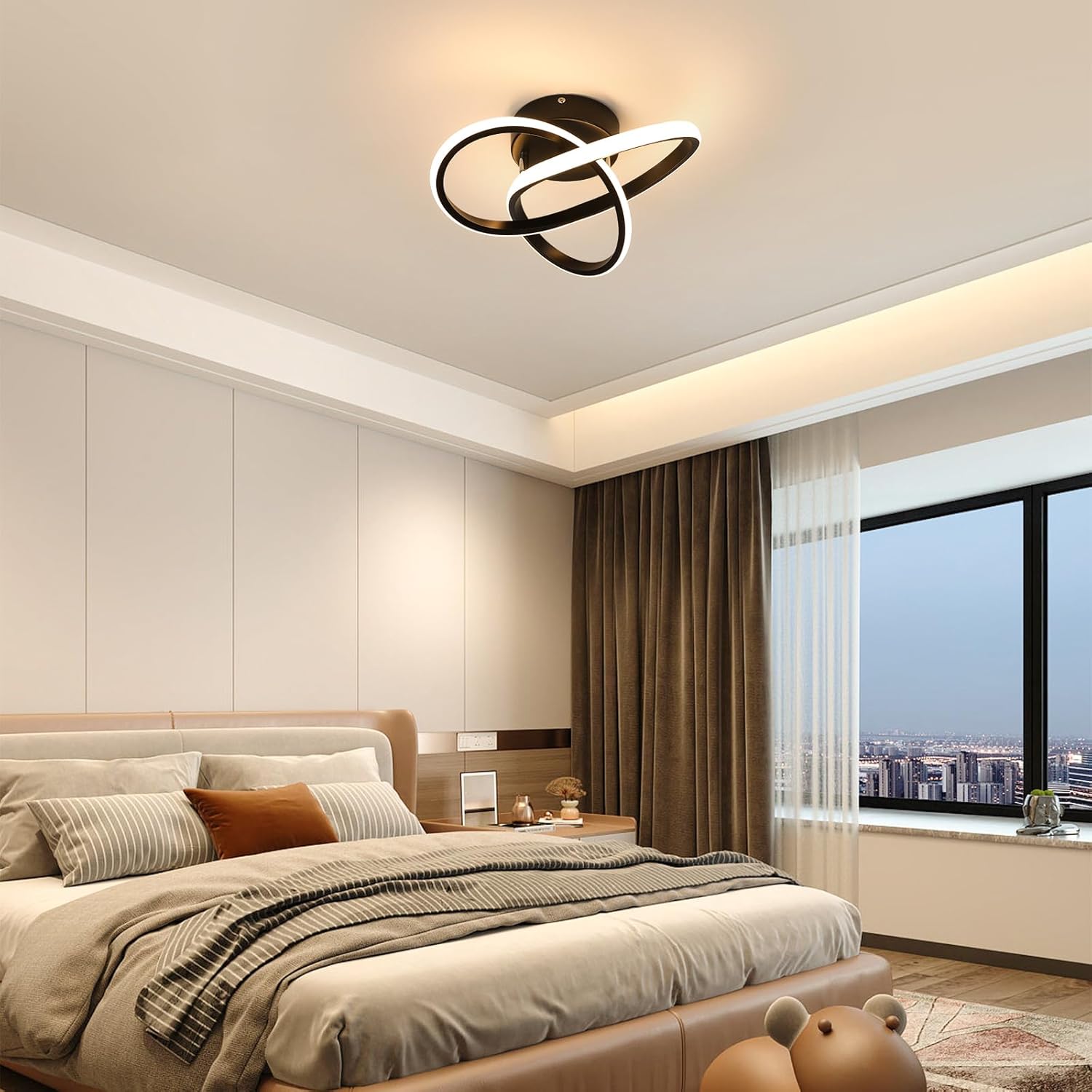 Ceiling Light - Black Aluminium Frame, Warm Light