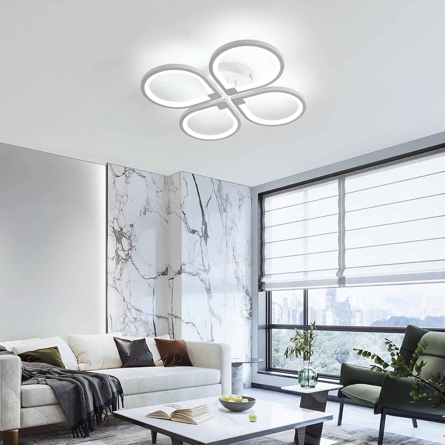 Ceiling Light - White Acrylic Frame, White Light