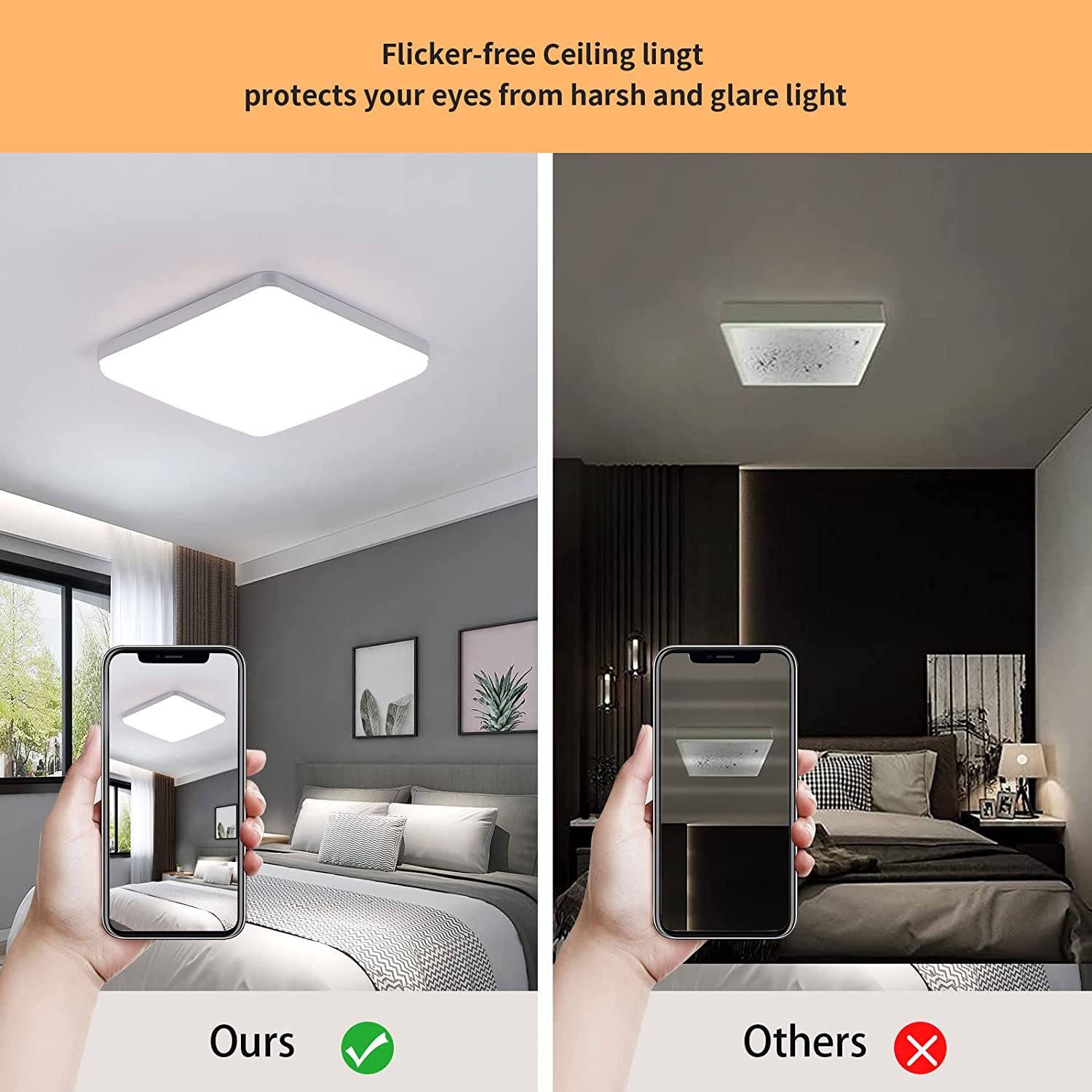 Ceiling Light - White Plastic Frame, Natural Light