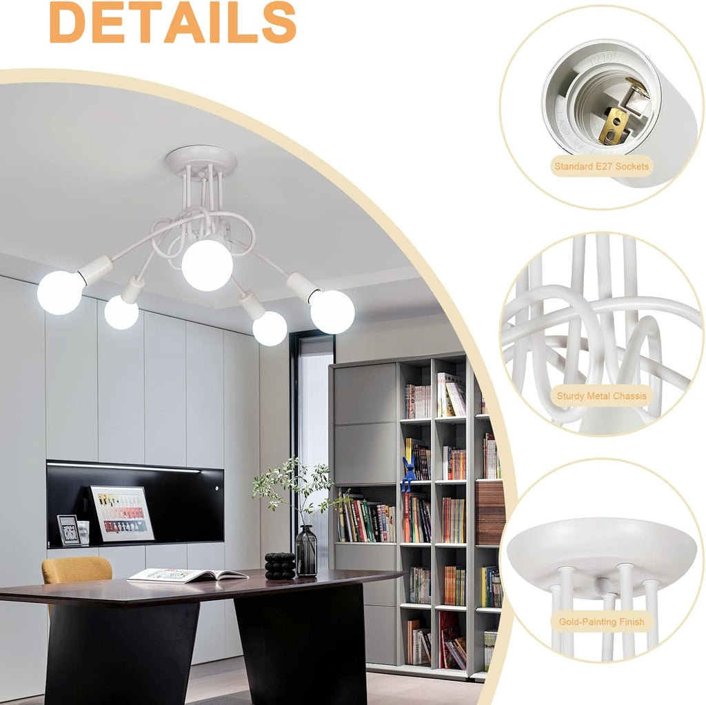 Ceiling Light - White Metal Frame