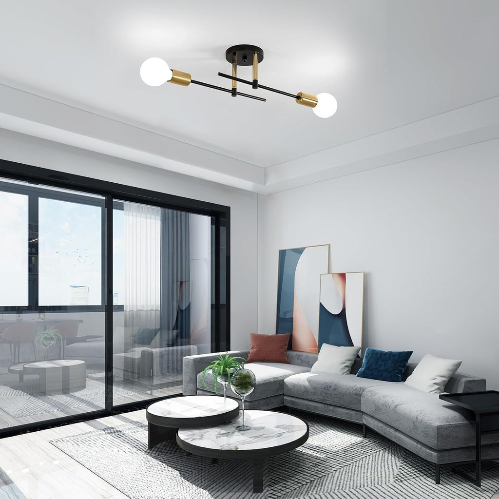 Ceiling Light - Black & Gold Metal Frame