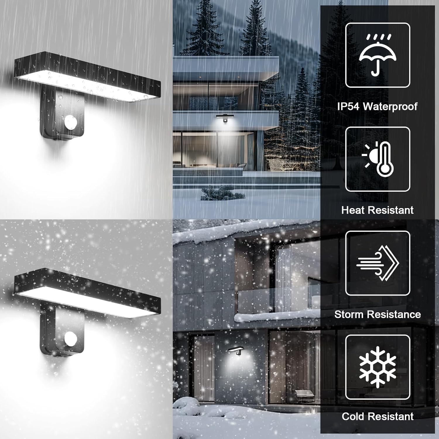 Wall Light - Black Aluminium Frame, White Light