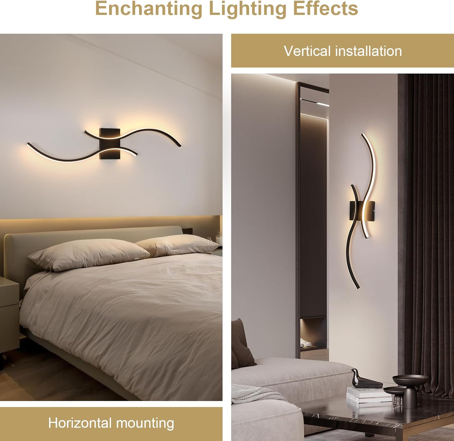 Wall Light - Black Aluminium Frame, Warm Light