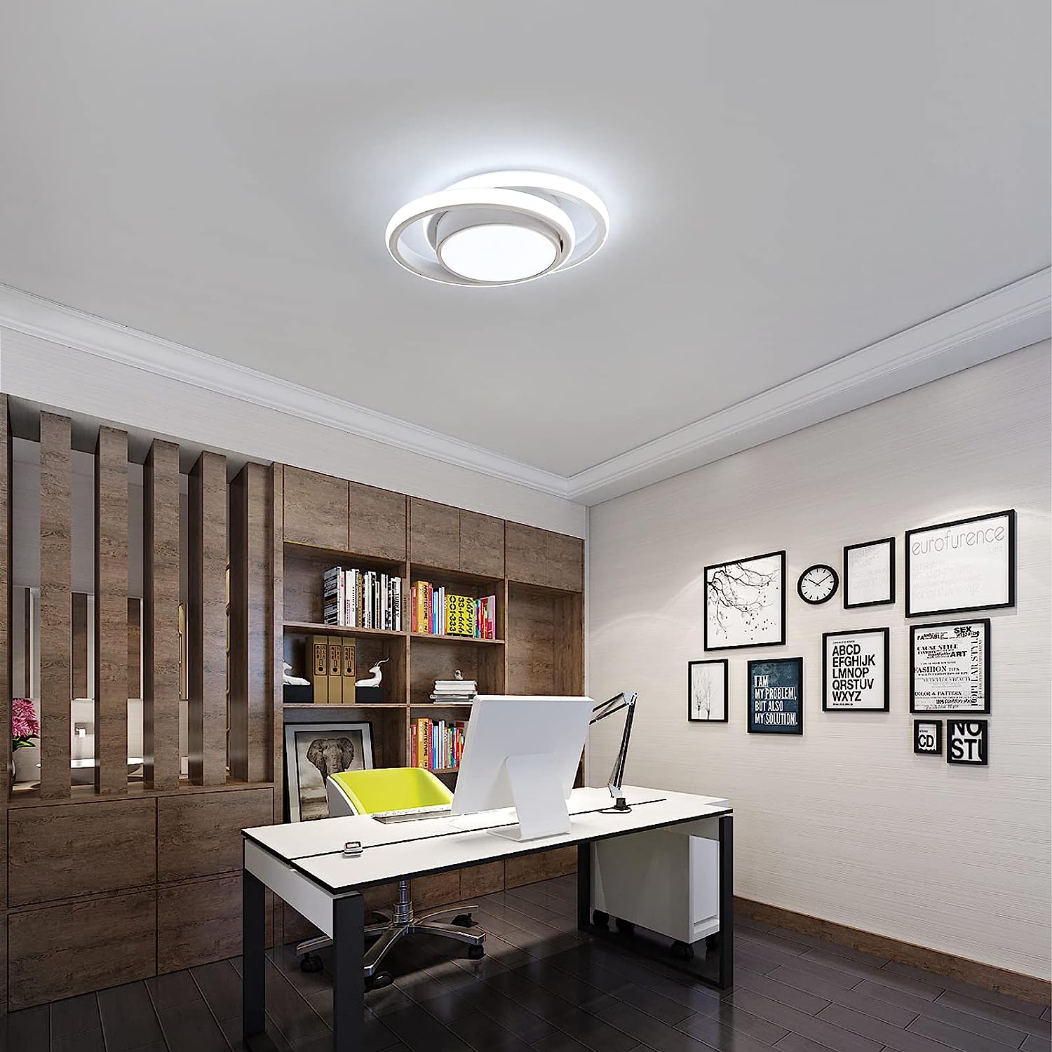 Ceiling Light - White Aluminium Frame, White Light