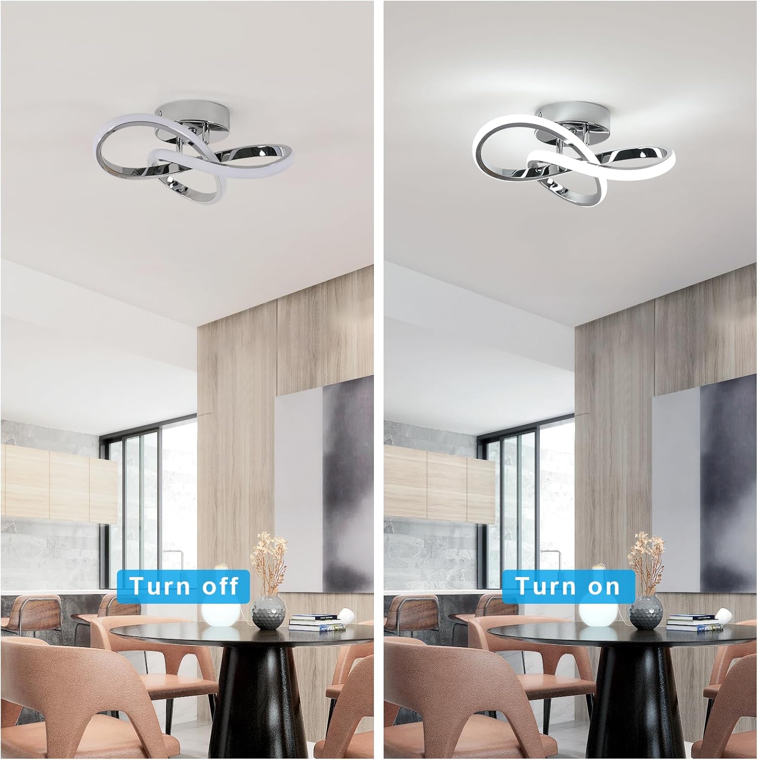 Ceiling Light - Chrome Aluminium Frame, White Light