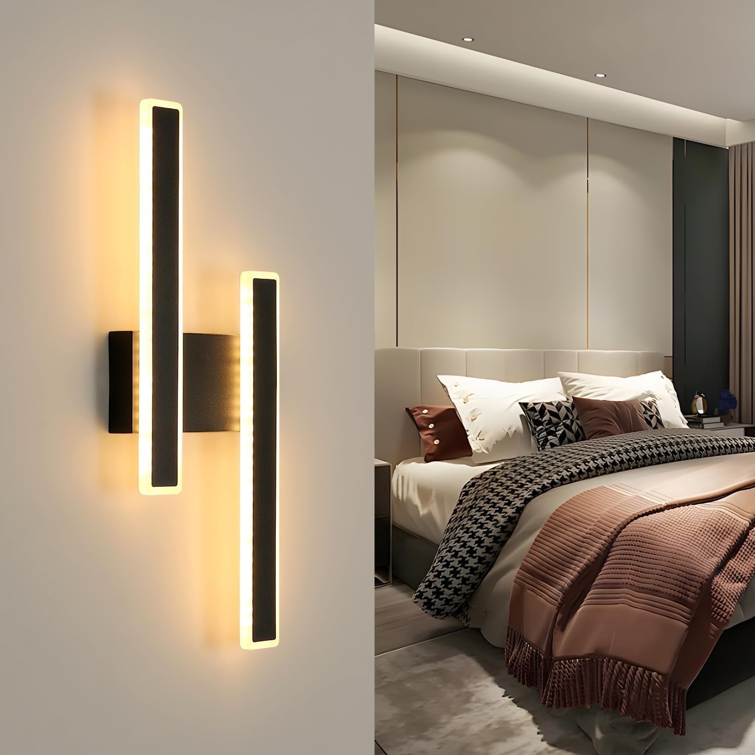 Wall Light - Black Acrylic Frame, Warm Light