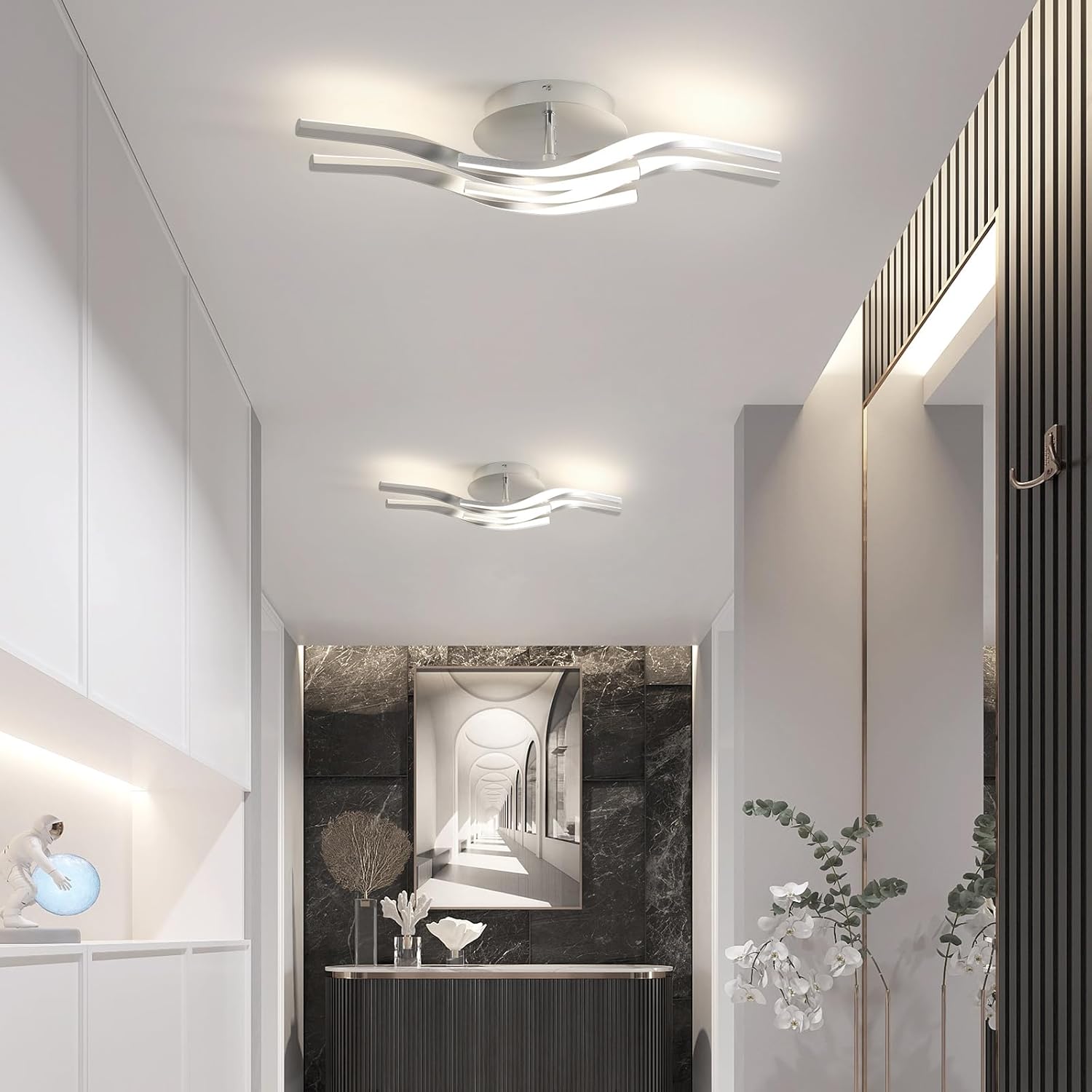 Ceiling Light - Silver Aluminium Frame, Natural Light