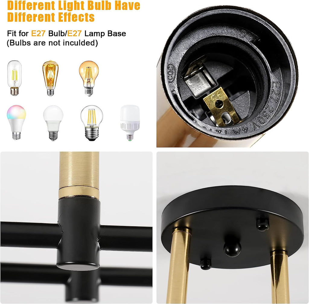 Ceiling Light - Black & Gold Metal Frame