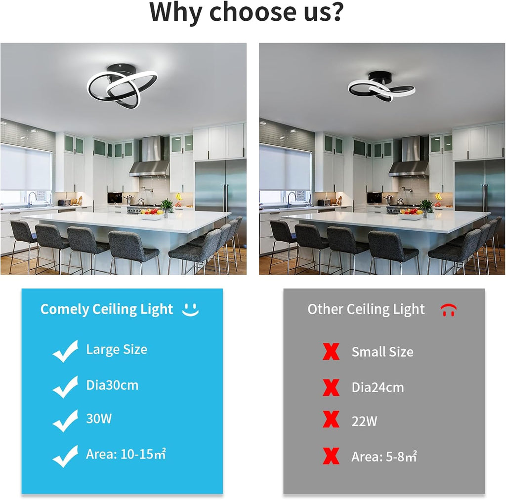 Ceiling Light - Black Aluminium Frame, White Light