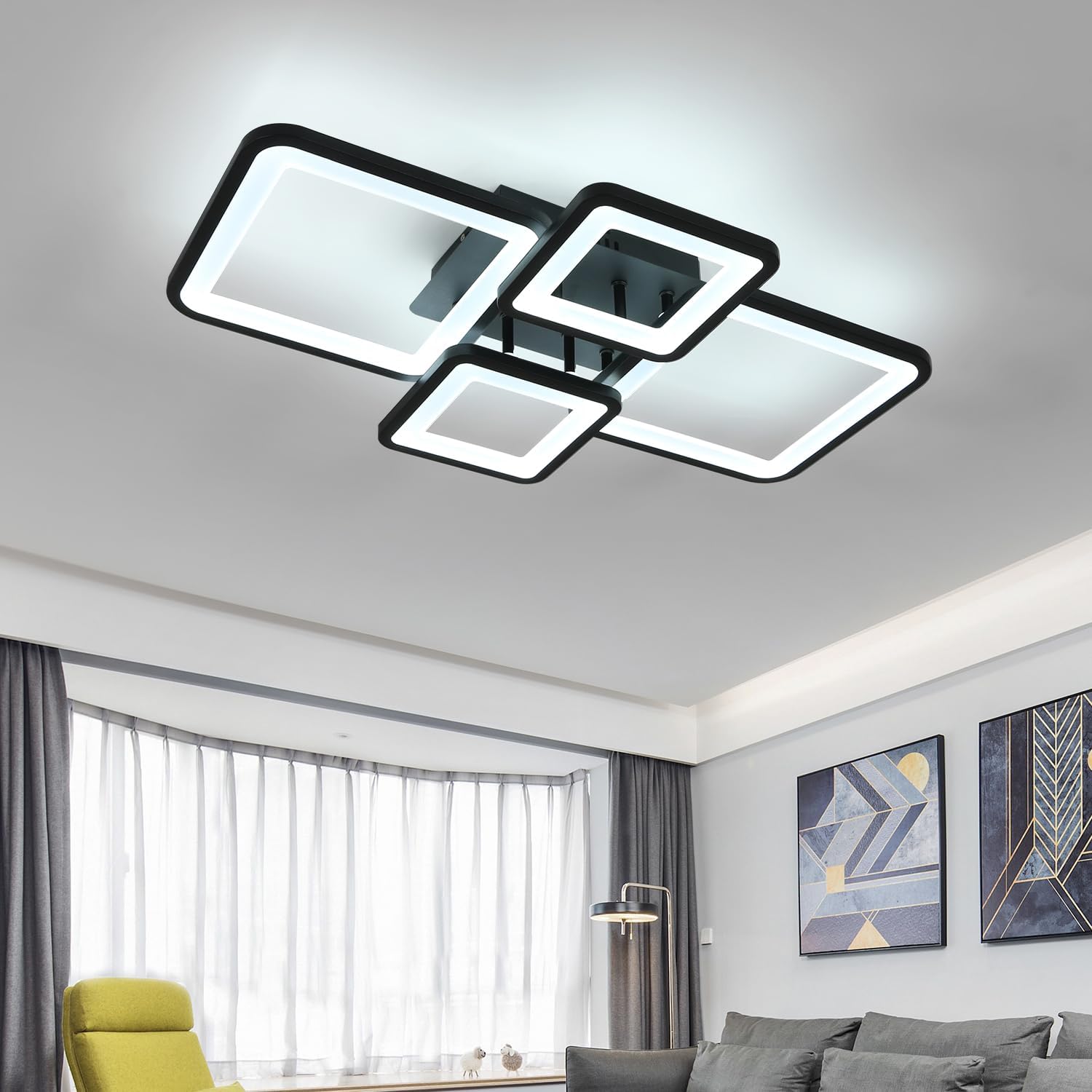 Ceiling Light - Black Acrylic Frame, Tunable and Dimmable