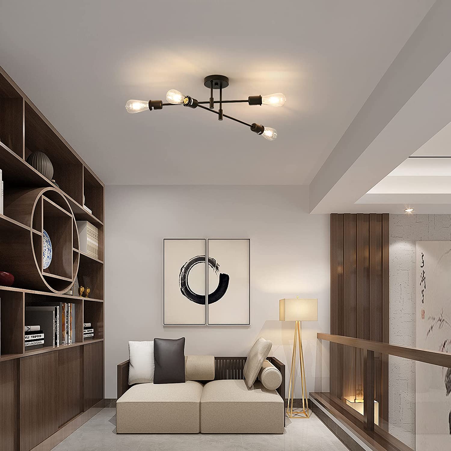Ceiling Light - Black Metal Frame