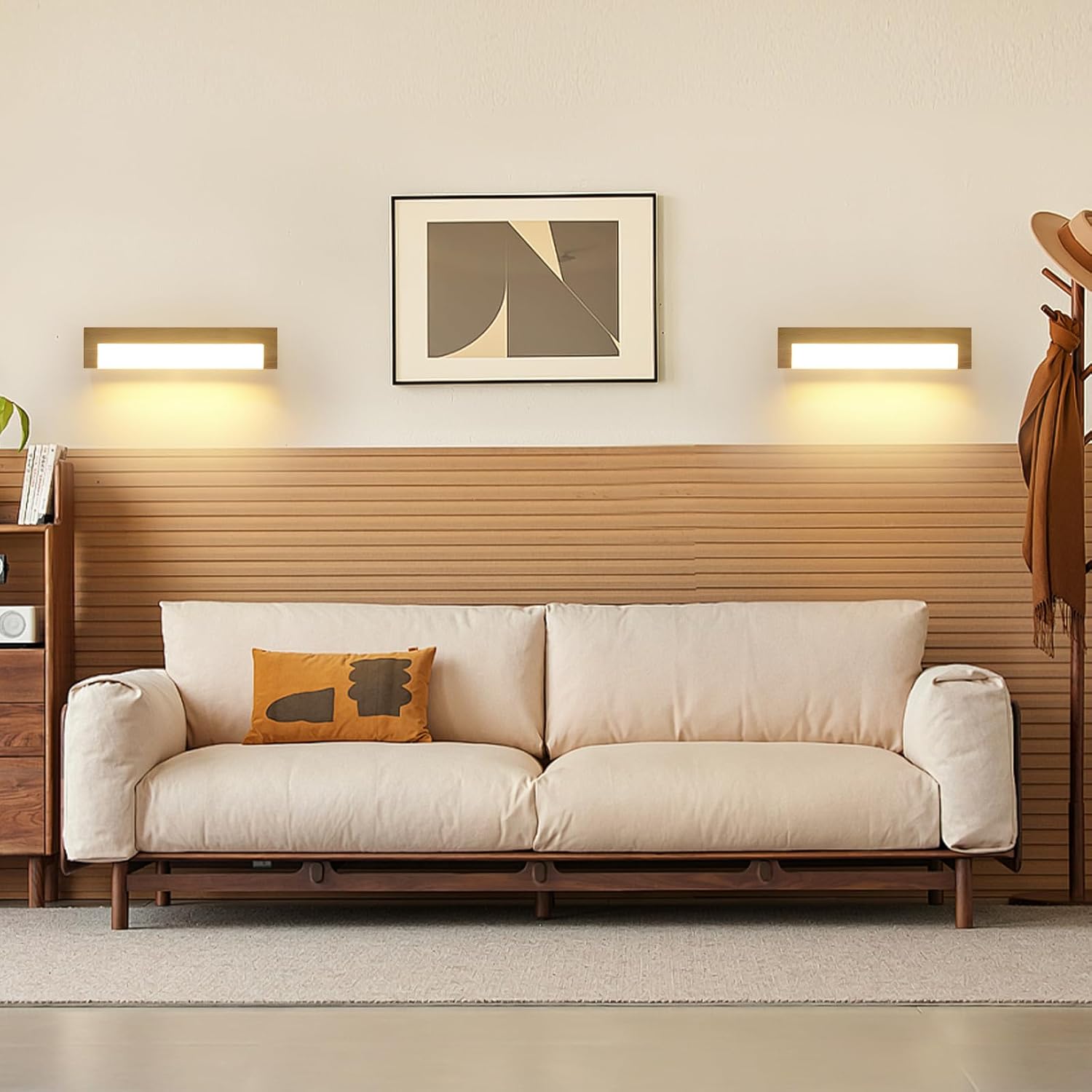 Wall Light - Wood Metal Frame, Warm Light